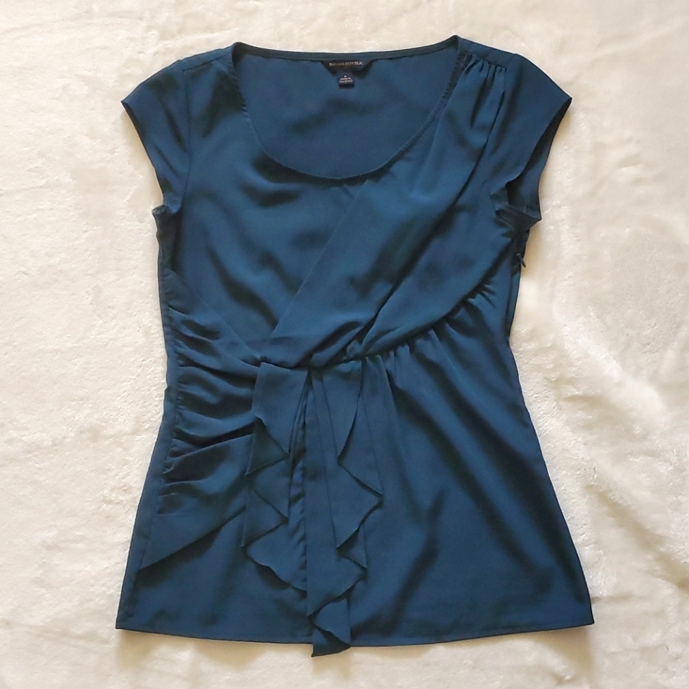 Banana Republic Teal Green Draped Top 0